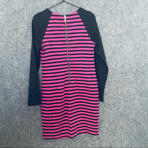 MICHAEL Michael Kors Womens Dress Size 6 Sheath Purple Black Striped Gold Zipper - Picture 5 of 11